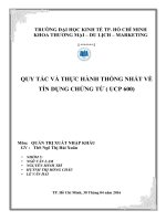 Tiểu luận môn quản trị xuất nhập khẩu quy tắc thực hành thống nhất về tín dụng chứng từ UCP 600 