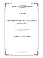 Các các yếu ảnh hưởng đến cấu trúc vốn của các công ty ngành bất động sản niêm yết trên thị trường chứng khoán việt nam 