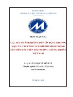 Các các yếu ảnh hưởng đến tín dụng thương mại của các công ty kinh doanh bất động sản niêm yết trên thị trường chứng khoán việt nam 