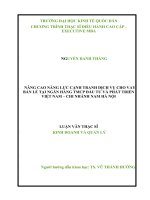 NÂNG CAO NĂNG lực CẠNH TRANH DỊCH vụ CHO VAY bán lẻ tại NGÂN HÀNG TMCP đầu tư và PHÁT TRIỂN VIỆT NAM – CHI NHÁNH NAM hà nội