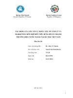 Ảnh hưởng của các yếu tố cá nhân, tâm lý và marketing mix đến hành vi mua các sản phẩm fast food thương hiệu nước ngoài của người tiêu dùng hà nội, việt nam (TT)