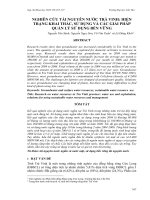 NGHIÊN CỨU TÀI NGUYÊN NƯỚC TRÀ VINH HIỆN TRẠNG KHAI THÁC SỬ DỤNG VÀ CÁC GIẢI PHÁP QUẢN LÝ SỬ DỤNG BỀN VỮNG
