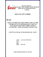 NÂNG CAO HIỆU QUẢ HOẠT ĐỘNG CHO VAY ĐỐI VỚI HỘ SẢN XUẤT KINH DOANH CÁ THỂ TẠI NGÂN HÀNG TMCP PHÁT TRIỂN TP.HCM – CN SÀI GÒN – PGD CÁCH MẠNG THÁNG TÁM