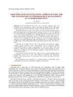 Báo cáo Groundwater investigation approach tools for the integration water resource management in Nam Dinh province