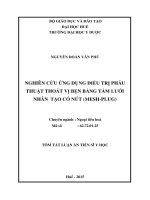 NGHIÊN CỨU ỨNG DỤNG ĐIỀU TRỊ PHẪU THUẬT THOÁT VỊ BẸN BẰNG TẤM LƯỚI NHÂN TẠO CÓ NÚT (MESH-PLUG)