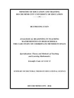 ANALOGICAL REASONING IN TEACHING MATHEMEMTICS IN HIGH SCHOOLS THE CASE STUDY OF COORDINATE METHOD IN SPACE