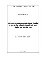 QUÁ TRÌNH THỰC HIỆN CHÍNH SÁCH DÂN TỘC CỦA ĐẢNG Ở MỘT SỐ TỈNH MIỀN NÚI ĐÔNG BẮC VIỆT NAM TỪ NĂM 1996 ĐÊN NĂM 2010