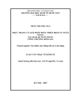 Thực trạng và giải pháp phát triển dịch vụ ngân hàng tại chi nhánh ngân hàng công thương Đống đa