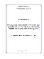 Ứng dụng hệ thống thông tin địa lý (GIS) quản lý giá đất tại thị trấn sơn dương, huyện sơn dương, tỉnh tuyên quang 