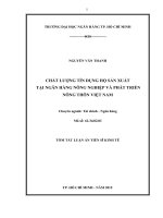 Chất lượng tín dụng hộ sản xuất tại Ngân hàng Nông nghiệp và Phát triển Nông thôn Việt Nam