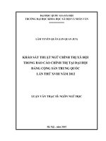Khảo sát thuật ngữ chính trị xã hội trong báo cáo chính trị tại đại hội đảng cộng sản trung quốc lần thứ XVIII năm 2012 