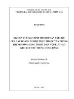 Nghiên cứu xác định thành phần tài liệu của các doanh nghiệp trực thuộc văn phòng trung ương đảng thuộc diện nộp lưu vào kho lưu trữ trung ương đản 