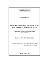 PHÁT TRIỂN NĂNG LỰC THÍCH ỨNG NGHỀ CHO SINH VIÊN CAO ĐẲNG SƯ PHẠM