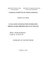 EVALUATION AND SELECTION OF HOLSTEIN FRIESIAN DAIRY BREEDING BULLS IN VIETNAM