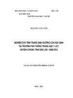 NGHIÊN CỨU TÌNH TRẠNG DINH DƯỠNG CỦA HỌC SINH TẠI TRƯỜNG PHỔ THÔNG TRUNG HỌC Y JUT, HUYỆN CƯKUIN, TỈNH ĐĂK LĂK - NĂM 2012