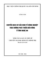 Chuyển dịch cơ cấu kinh tế nông nghiệp theo hướng phát triển bền vững ở tỉnh Nghệ An