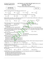 Đề Thi Thử THPTQG môn Vật Lý năm 2016 Trường THPT Lê Lợi