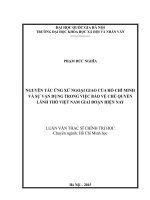 Nguyên tắc ứng xử ngoại giao của hồ chí minh và sự vận dụng trong việc bảo vệ chủ quyền lãnh thổ việt nam giai đoạn hiện nay luận văn ths hò chí minh học 