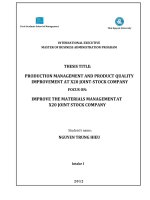 PRODUCTION MANAGEMENT AND PRODUCT QUALITY IMPROVEMENT AT x20 JOINT STOCK COMPANY