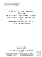 DỰ ÁN HỖ TRỢ TỈNH LÂM ĐỒNG XÂY DỰNG MÔ HÌNH PHÁT TRIỂN NÔNG NGHIỆP THEO HƯỚNG TIẾP CẬN ĐA NGÀNH VÀ CẢI THIỆN MÔI TRƯỜNG ĐẦU TƯ TRONG NÔNG NGHIỆP