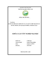 Đánh giá hiệu quả kinh tế của cây quýt trên địa bàn xã dương phong, huyện bạch thông, tỉnh bắc kạn  