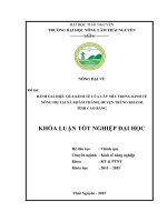 Đánh giá hiệu quả kinh tế của cây mía trong kinh tế nông hộ tại xã khâm thành, huyện trùng khánh, tỉnh cao bằng  