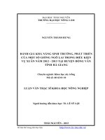 Đánh giá khả năng sinh trưởng, phát triển của một số giống ngô lai trong điều kiện vụ xuân năm 2012 2013 tại huyện đồng văn, tỉnh hà giang 