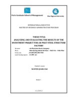 Analyzing and evaluating the results of the investment project for an phat steel structure factory