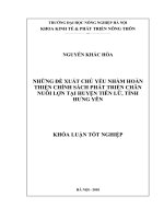 Những đề xuất chủ yếu nhằm hoàn thiện chính sách phát triển chăn nuôi lợn tại huyện tiên lữ, tỉnh hưng yên