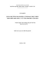 ĐẢNG bộ TỈNH THANH hóa LÃNH đạo THỰC HIỆN “dồn điền đổi THỬA” từ năm 1996 đến năm 2013
