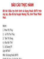 Báo cáo thực hành điều tra tình hình sử dụng thuốc BVTV trên cây lạc, đậu đỗ tại huyện hương trà, tỉnh thừa thiên huế