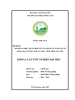 Đánh giá hiệu quả kinh tế của giống lúa GS9 tại xã động đạt   huyện phú lương   tỉnh thái nguyên  