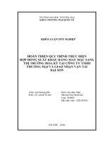 HOÀN THIỆN QUY TRÌNH THỰC HIỆN HỢP ĐỒNG XUẤT KHẨU HÀNG MAY MẶC SANG THỊ TRƯỜNG HOA KỲ TẠI CÔNG TY TNHH THƯƠNG MẠI VÀ GIAO NHẬN VẬN TẢI ĐẠI SƠN