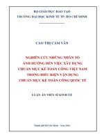 Nghiên cứu những nhân tố ảnh hưởng đến việc xây dựng chuẩn mực kế toán công việt nam trong điều kiện vận dụng chuẩn mực kế toán công quốc tế