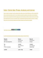 Italian I tutorial basic phrases, vocabulary and grammar