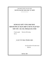 luận văn thạc sĩ đánh giá chức năng sinh thái và định hướng sử dụng hợp lý rừng ngập mặn tiên yên  hà cối  quảng ninh