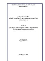 Ứng dụng kỹ thuật PCR phát hiện nhanh tụ cầu vàng staphylococcus aureus
