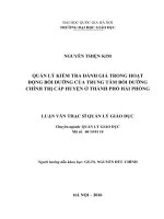 Quản lý kiểm tra đánh giá trong hoạt động bồi dưỡng của trung tâm bồi dưỡng chính trị cấp huyện ở thành phố hải phòng 