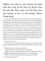 Nghiên cứu quản lý môi trường cho phát triển bền vững tại thị trấn Lim huyện Tiên Du tỉnh Bắc Ninh