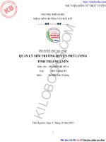 QUẢN LÝ MÔI TRƯỜNG HUYỆN PHÚ LƯƠNG TỈNH THÁI NGUYÊN