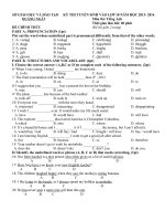 De thi tuyen sinh vao 10 mon tien anh tinh quang ngai