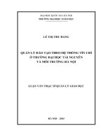 Quản lý đào tạo theo hệ thống tín chỉ ở trường đại học tài nguyên và môi trường hà nội 