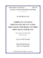 Nghiên cứu ứng dụng phân suất dự trữ lưu lượng động mạch vành trong can thiệp động mạch vành qua da