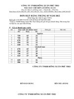 Mẫu Đơn Hàng gửi Khách Hàng