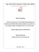 NÂNG CAO NĂNG LỰC CẠNH TRANH CHO DỊCH VỤ NỘI DUNG SỐ TRÊN ĐIỆN THOẠI DI ĐỘNG TẠI CÔNG TY VTC CÔNG NGHỆ VÀ NỘI DUNG SỐ - VTC INTECOM