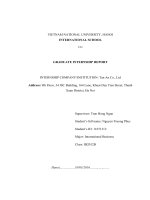 Báo cáo thực tập tiếng anh GRADUATE INTERNSHIP REPORT INTERNSHIP COMPANYINSTITUTION tan an co , ltd 