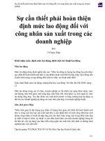 Sự cần thiết phải hoàn thiện định mức lao động đối với công nhân sản xuất trong các doanh nghiệp
