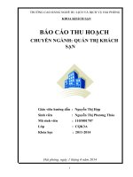 BÁO cáo THU HOẠCH CHUYÊN NGÀNH QUẢN TRỊ KHÁCH sạn 