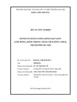 ĐÁnh giá hàm lượng kim loại nặng trong trầm tích sông NHuệ năm 2015