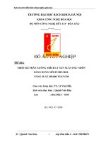 THIẾT kế PHÂN XƯỞNG TRÍCH LY sản XUẤT dầu NHỜN BẰNG DUNG môi FURFUROL NĂNG SUẤT 450 000 tấn TRÊN năm 